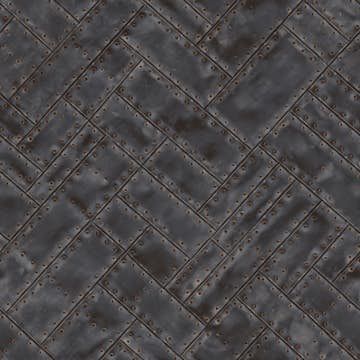 Tapet Origin Metallplåtar med Nitar i Fiskbensmönster Mörkgrå