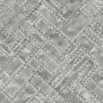 Tapet Origin Metallplåtar med Nitar i Fiskbensmönster Mullvadsgrå
