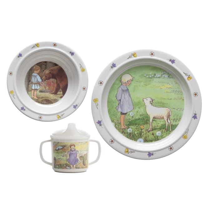 Barnservis Rätt Start Elsa Beskow i 3 Delar Visor