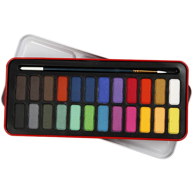 Akvarellset Creativ Company Mixade Färger Stl 12x30 mm 24 Färg/1 Förp
