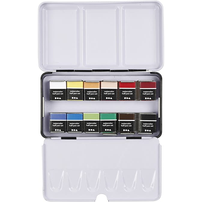 Akvarellfärg Creativ Company Art Aqua Mixade Färger ½-pan Stl 10x20 mm 12 Färg/1 Förp