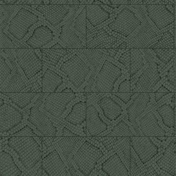 Tapet Origin Kakelmotiv med Ormskinn Tryck Mörkgrön EW347789