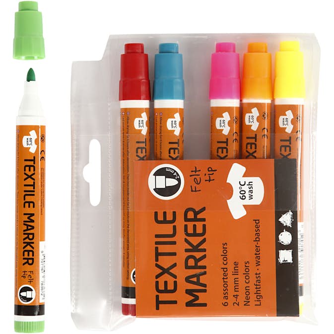 Textilpennor Creativ Company Neonfärger Spets 2-4 mm 6 St/1 Förp