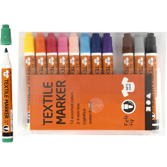 Textilpennor Creativ Company Mixade Färger Spets 2-4 mm 1 Förp