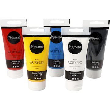 Akrylfärg Creativ Company Pigment Mixade Färger Grundfärger 5st 75 ml/1 Förp