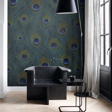 Fototapet Origin Påfågelfjädrar Havsgrön