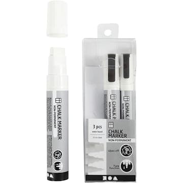 Tusch Creativ Company Chalk Markers Vit Spets 3+6+15 mm 3 St