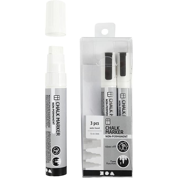 Tusch Creativ Company Chalk Markers Vit Spets 3+6+15 mm 3 St
