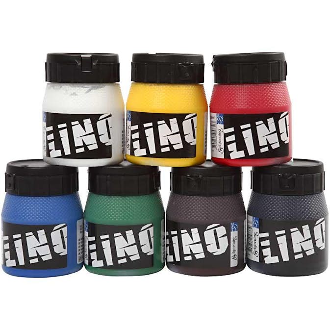 Linoleumsfärg Creativ Company Mixade Färger 7x250 ml/1 Förp