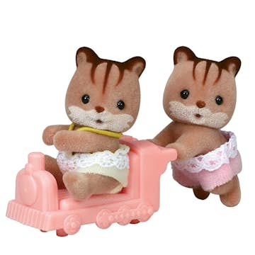 Sylvanian Familjen ABA Skol Tvillingar Ekorre