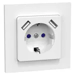 Vägguttag Gelia 1-vägs + 2USB Infälld Jordat