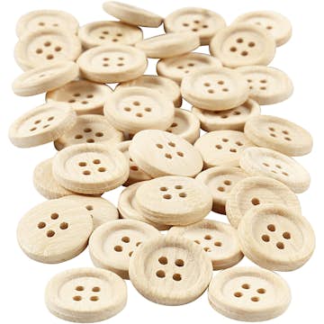 Träknappar Creativ Company Dia. 18 mm 4 Hål 40 St/1 Förp