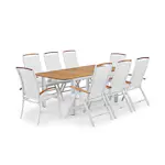 Trädgårdsmatgrupp Hillerstorp Nydala 96x150-200 cm med 6st Positionsstolar & 2st Stapelstolar