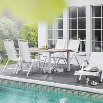 Trädgårdsmatgrupp Hillerstorp Nydala 96x150-200 cm med 4st Positionsstolar
