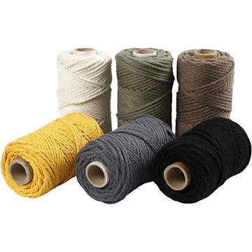 Makramégarn Creativ Company 55 m D4 mm Mixade Färger 6x330 g/1 Set