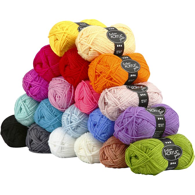 Akrylgarn Creativ Company Fantasia Mixade Färger 80 m 20st 50 g/1 Förp
