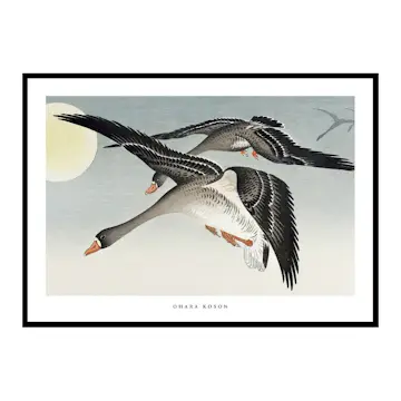 Poster Gallerix Birds At Full Moon By Ohara Koson