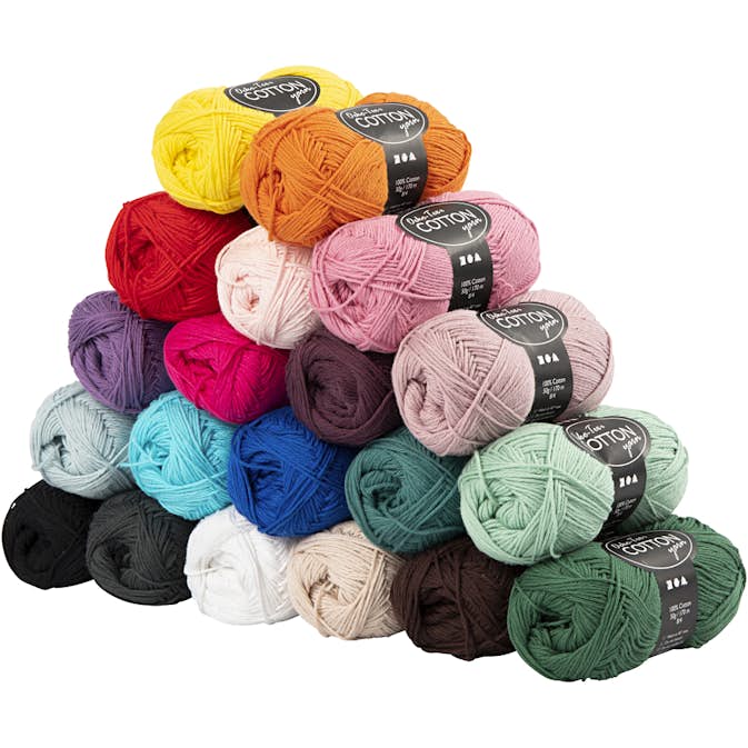 Bomullsgarn Creativ Company Mixade Färger Nr 8/4 170 m 20x50 G/1 Förp