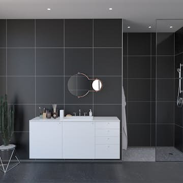 Våtrumsskiva Fibo Black 2024-LM6060 S