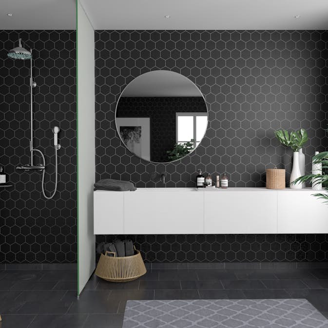 Våtrumsskiva Fibo Black 2024-M71 S