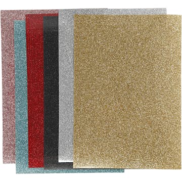 Stryktyg Creativ Company Glitter 148X210 mm Mixade Färger 6 Ark/1 Förp