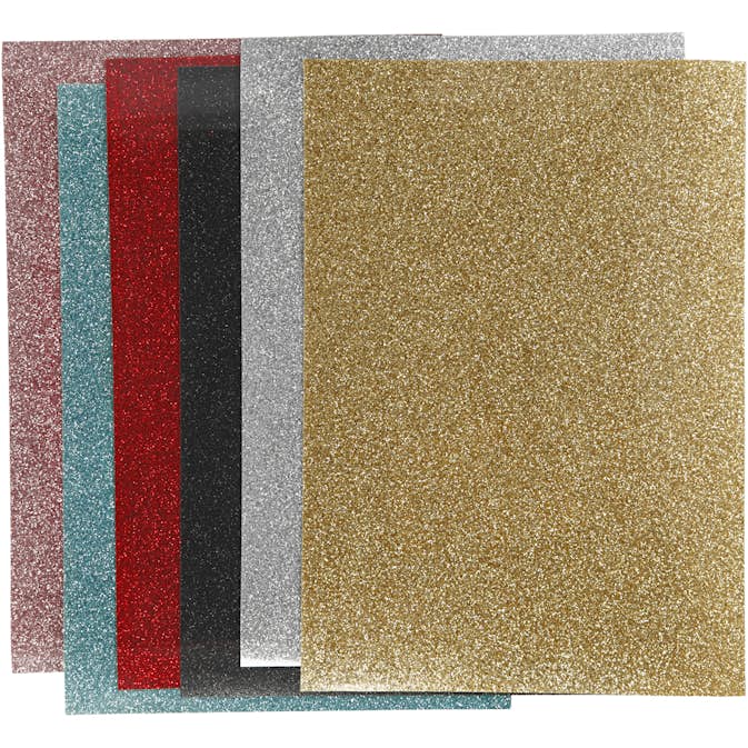 Stryktyg Creativ Company Glitter 148X210 mm Mixade Färger 6 Ark/1 Förp