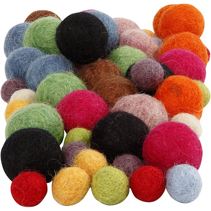 Ullpärlor Creativ Company Mixade Färger 10+20 mm 52 St/1 Förp