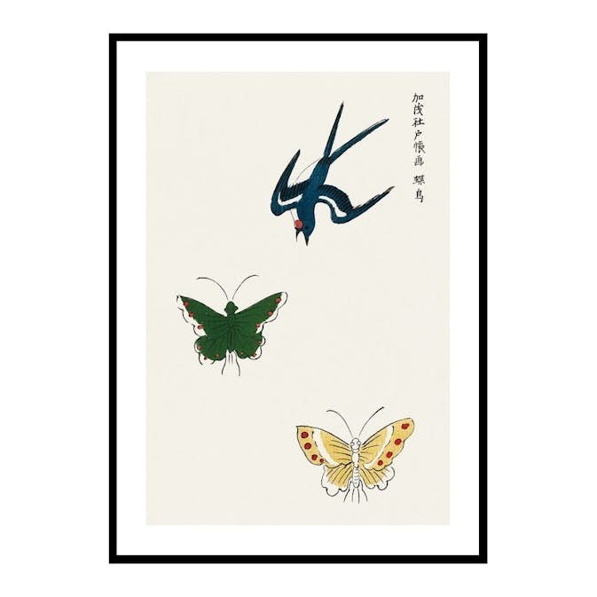 Poster Gallerix Swallow And Butterflies By Taguchi Tomoki