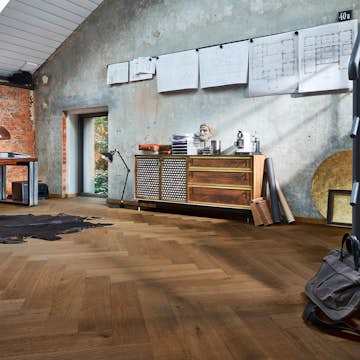 Härdat Trägolv Fiskben Meister Lindura HS 500 Classic Olive Grey Oak 8926