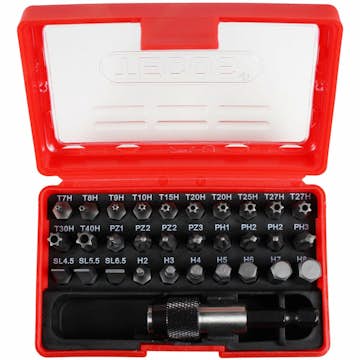 Bitsset Tecos 31 Delar röd i box