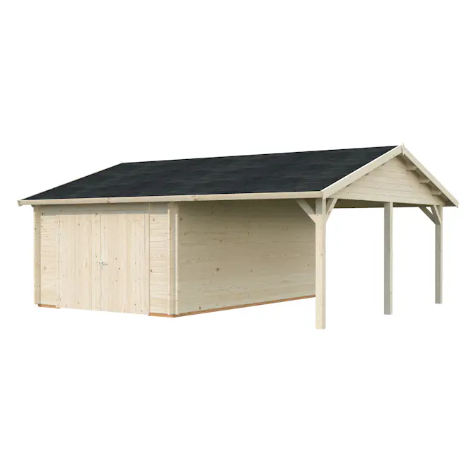Garage Palmako Roger med Carport 36,5 m2 och Slagport