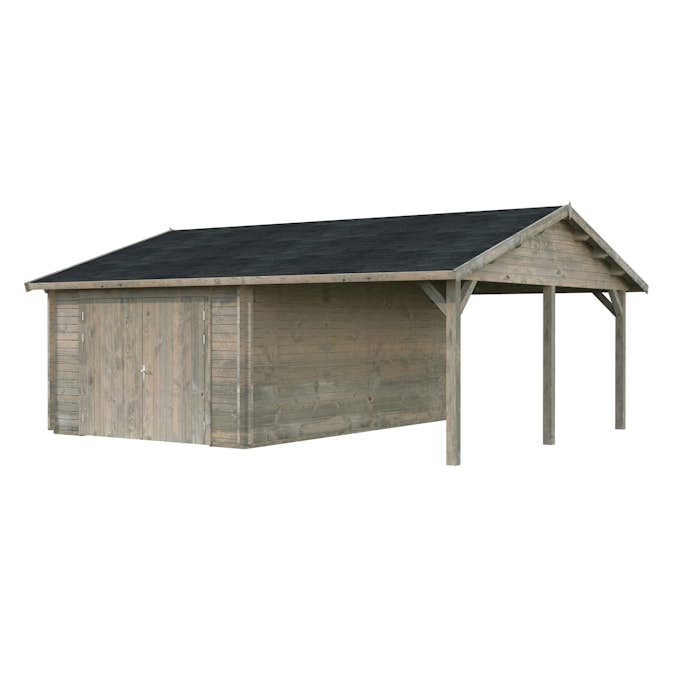 Garage Palmako Roger med Carport 36,5 m2 och Slagport