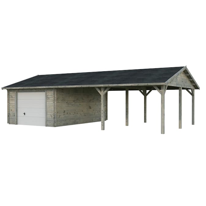 Garage Palmako Roger med Carport 53,1 m2 och Takskjutport