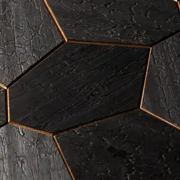 Väggpanel Emotionwood Hexagon Abachi Yakisugi