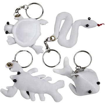 Textilfigurer Creativ Company med Nyckelring Vit Stl 4-8 cm 4 St/1 Förp