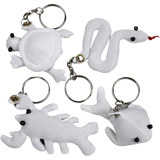 Textilfigurer Creativ Company med Nyckelring Vit Stl 4-8 cm 4 St/1 Förp