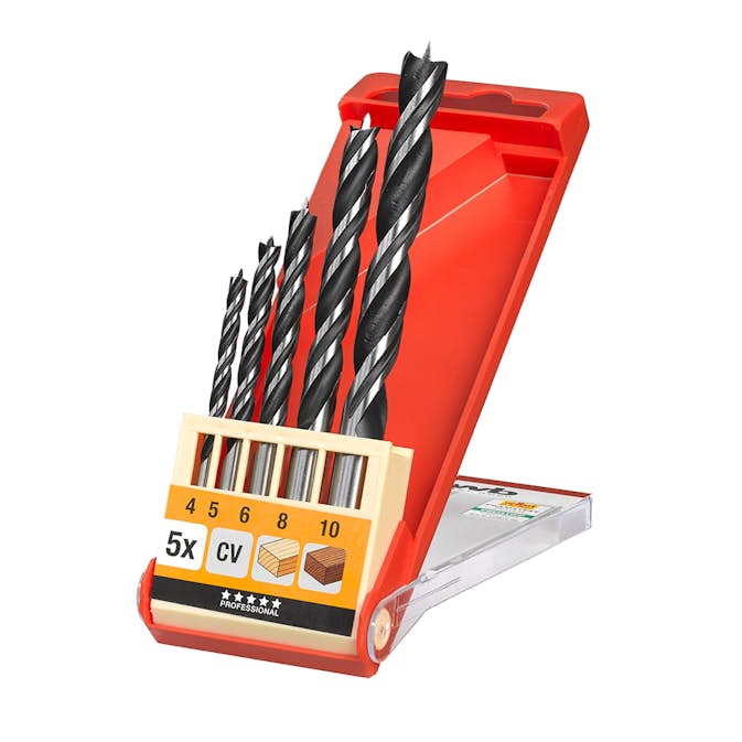 Träborrsats KWB 4-10 mm i Låda 5-delar