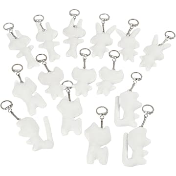 Textilfigurer Creativ Company med Nyckelring Vit Stl 6-10 cm 15 St/1 Förp