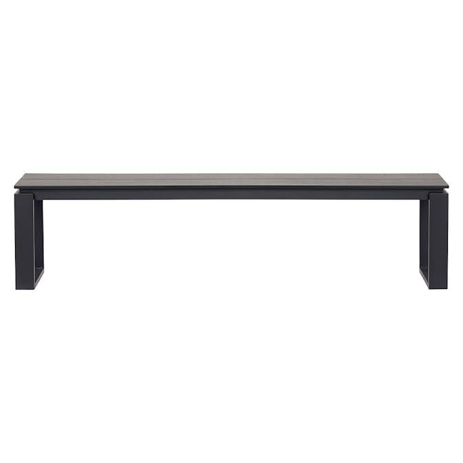 Trädgårdsbänk Outfit Martinus 180x36 cm, Svart Bänk Utomhus i Aluminium/Polywood