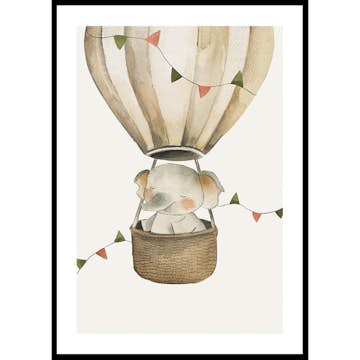 Poster Gallerix Elephant In Hot Air Balloon