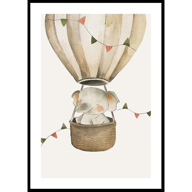 Poster Gallerix Elephant In Hot Air Balloon