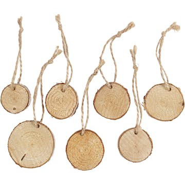 Träskivor Creativ Company med Snöre Dia. 35-45 mm Tjocklek 7 mm 7 St/1 Förp