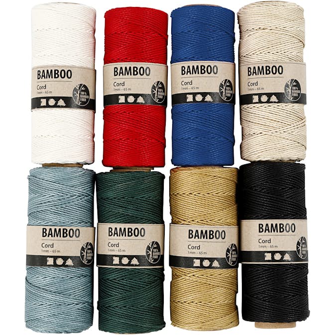 Bambusnöre Creativ Company Mixade Färger Tjocklek 1 mm 8x65 M/ 1 Set