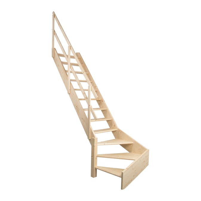 Lofttrappa Dolle L-form Normandie med Räcke