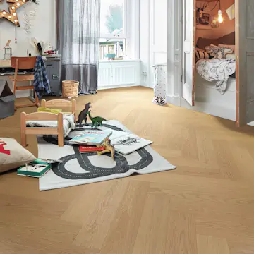 Parkettgolv Meister 9013 PS 500 Borstad Ultramattlackad Ek Fiskbensparkett