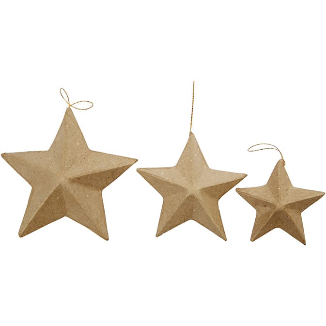 Stjärnor Creativ Company Papier Maché D7,5+10+12,5 cm 6 St/1 Förp