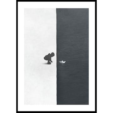 Poster Gallerix Child With Boat Contrast