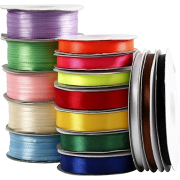 Satinband Creativ Company Sortiment Mixade Färger 15 Rl/1 Förp
