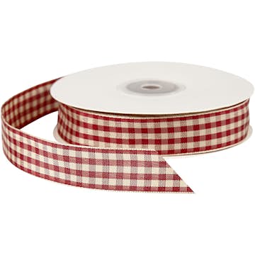 Rutigt Band Creativ Company Gml Röd/Vit 25 m/1 Rl