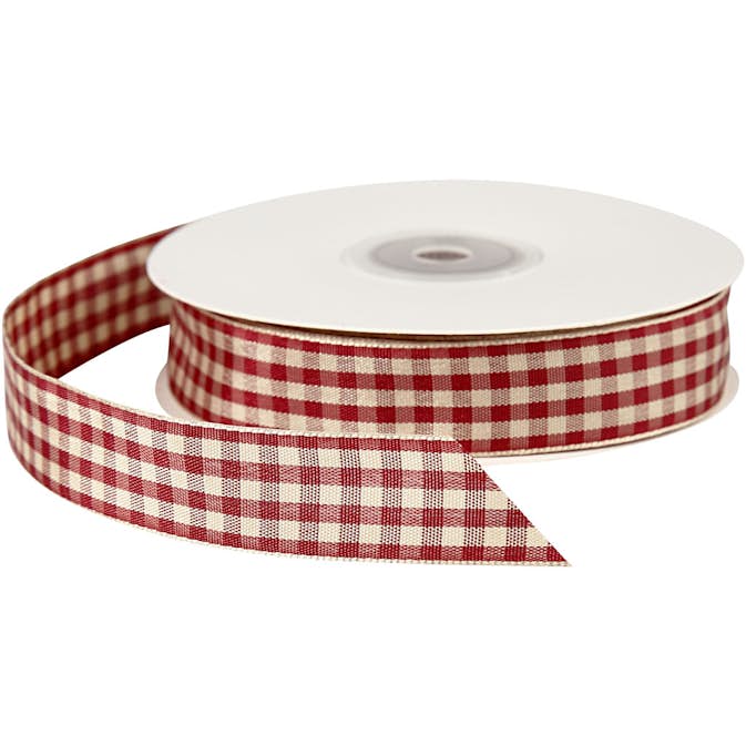 Rutigt Band Creativ Company Gml Röd/Vit 25 m/1 Rl
